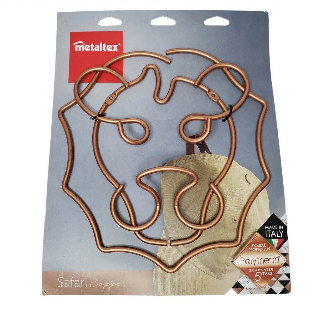Metaltex Safari Copper Wall Coat Hanger Rack Lion Animal Hooks / Italy New‎